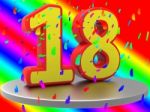 Birthday Eighteen Shows Happy Anniversary And 18th Stock Photo