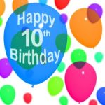 Balloons With Happy 10th Birthday Stock Photo