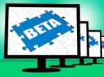 Beta On Monitors Shows Testing Software Or Internet Development Stock Photo