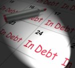In Debt Calendar Displays Money Owing And Due Stock Photo