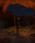 3d Illustration Of The Girl With Torchlight Discover A Derelict Cave Stock Photo