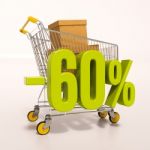 Shopping Cart And 60 Percent Stock Photo