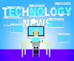 Technology News Shows Newspaper Headlines And Technologies Stock Photo