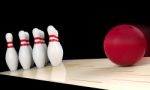 Bowling Ball Moving Straight To Bowling Pin. Indoor Sport Concept, 3d Rendering Stock Photo