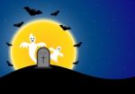 Halloween Gravestone Ghost  Stock Photo