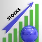 Raising Stocks Chart Showing Business Growth Stock Photo