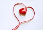 Heart Shaped Earphones Stock Photo