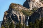 Waterfall In Yosemite On A Summer's Day Stock Photo
