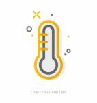 Thin Line Icons, Thermometer Stock Photo