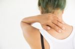 Woman Suffering From Shoulder Pain,woman Healthcare Concept And Ideas Stock Photo
