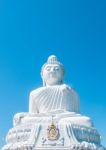 The Big White Marble Buddha Statue Monument Of Phuket, Thailand Stock Photo