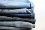 Stack Of Blue Jeans Stock Photo