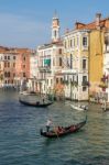 Gondoliers Plying Their Trade On The Grand Canal Venice Stock Photo