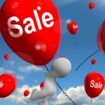 Sale Balloons Shows Offers In Selling And Discounts Stock Photo