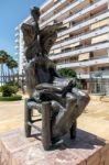 Don Quixote Sitting Down Statue By Salvador Dali In Marbella Stock Photo