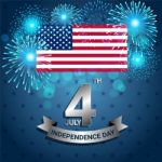 American Flag With Firework For Independence Day Of Usa Stock Photo