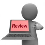 Review Laptop Means Check Evaluate Or Examine Stock Photo