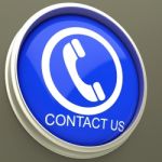 Contact Us Button Shows Assistance Stock Photo