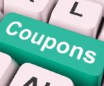 Coupons Key Means Voucher Or Slip
 Stock Photo