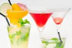Group Of Cocktails Drink Isolated On White Stock Photo