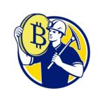 Cryptocurrency Miner Bitcoin Circle Retro Stock Photo