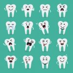 Tooth Character Emoji Set Stock Photo