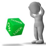 Down On Luck Dice Means Failure And Losing Stock Photo