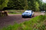 M. Cairns Driving Subaru Impreza Stock Photo