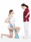 Physiotherapist Doing Tone With Flexible For Spine Stock Photo