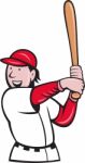 Baseball Player Batting Cartoon Style Stock Photo