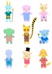 Cartoon Animals with icons Stock Photo
