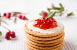 Cookies With Strawberry Jam Stock Photo