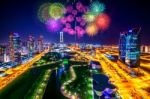 Firework Festival At Central Park In Incheon, South Korea. Centr Stock Photo