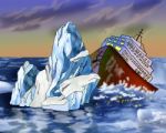Sinking Ship And Iceberg Stock Photo