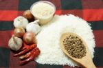 White Rice And Food Ingredients Stock Photo