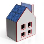 House With Solar Panels Shows Renewable Energy Stock Photo