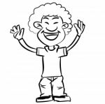 Line Drawing Cartoon Afro Boy Smiling -  Illustration Stock Photo