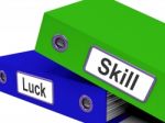 Skill And Luck Folders Show Expertise Or Chance Stock Photo