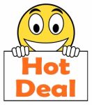 Hot Deal On Sign Shows Bargains Sale And Save Stock Photo