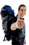 Young Traveler With Thumbs Up Stock Photo