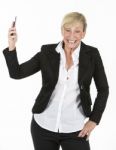 Manager Woman Holding A Smartphone Stock Photo