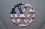 The Flag Pattern Usa On Volkswagen Logo Stock Photo