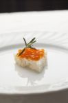 Luxurt Sandvich - Caviar And Rosemary On Bread Stock Photo