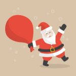 Santa Claus With Big Bag Full Of Gifts Stock Photo