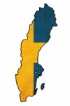 Sweden Map On  Flag Drawing ,grunge And Retro Flag Series Stock Photo