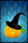 Pumpkin In Witch Hat Stock Photo