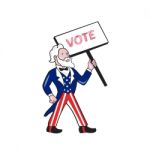 Uncle Sam Placard Vote Standing Cartoon Stock Photo