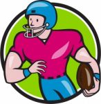 American Football Receiver Running Circle Cartoon Stock Photo