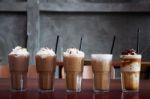 Five Different Kind Of Iced Coffee Stock Photo