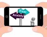 Fear Anxiety Signpost Displays Fears And Panic Stock Photo